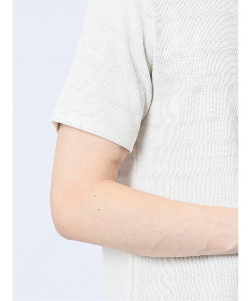 TAKA-Q（タカキュー）の「タカキュー メッシュ 裏ボーダー クルーネック半袖Tシャツ（Tシャツ/カットソー・メンズ・ライトグレー/ベージュ/ネイビー・X-LARGE/MEDIUM/LARGE）」の9枚目の写真