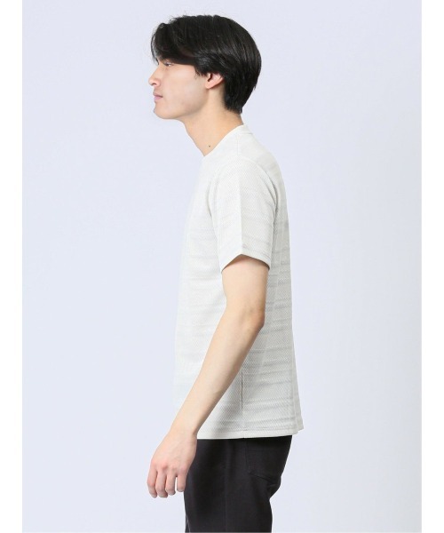 TAKA-Q（タカキュー）の「タカキュー メッシュ 裏ボーダー クルーネック半袖Tシャツ（Tシャツ/カットソー・メンズ・ライトグレー/ベージュ/ネイビー・X-LARGE/MEDIUM/LARGE）」の11枚目の写真