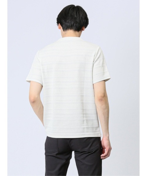 TAKA-Q（タカキュー）の「タカキュー メッシュ 裏ボーダー クルーネック半袖Tシャツ（Tシャツ/カットソー・メンズ・ライトグレー/ベージュ/ネイビー・X-LARGE/MEDIUM/LARGE）」の12枚目の写真