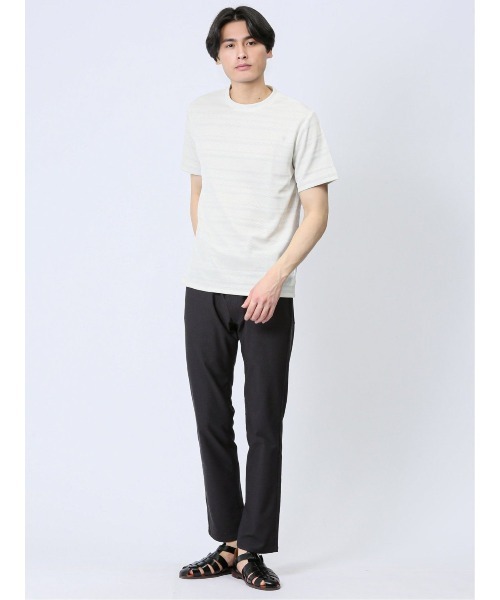 TAKA-Q（タカキュー）の「タカキュー メッシュ 裏ボーダー クルーネック半袖Tシャツ（Tシャツ/カットソー・メンズ・ライトグレー/ベージュ/ネイビー・X-LARGE/MEDIUM/LARGE）」の14枚目の写真