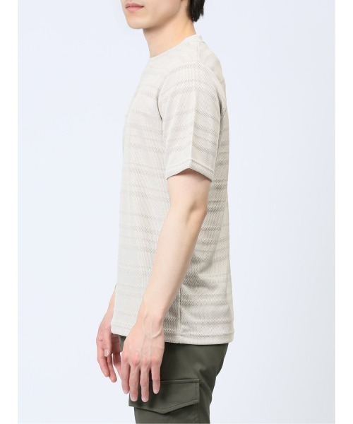 TAKA-Q（タカキュー）の「タカキュー メッシュ 裏ボーダー クルーネック半袖Tシャツ（Tシャツ/カットソー・メンズ・ライトグレー/ベージュ/ネイビー・X-LARGE/MEDIUM/LARGE）」の17枚目の写真