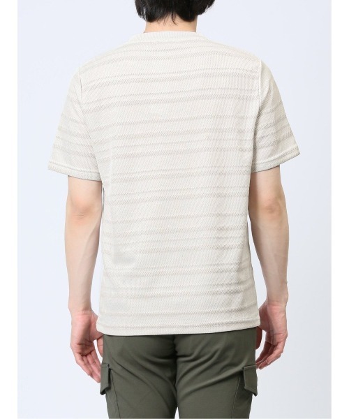 TAKA-Q（タカキュー）の「タカキュー メッシュ 裏ボーダー クルーネック半袖Tシャツ（Tシャツ/カットソー・メンズ・ライトグレー/ベージュ/ネイビー・X-LARGE/MEDIUM/LARGE）」の18枚目の写真