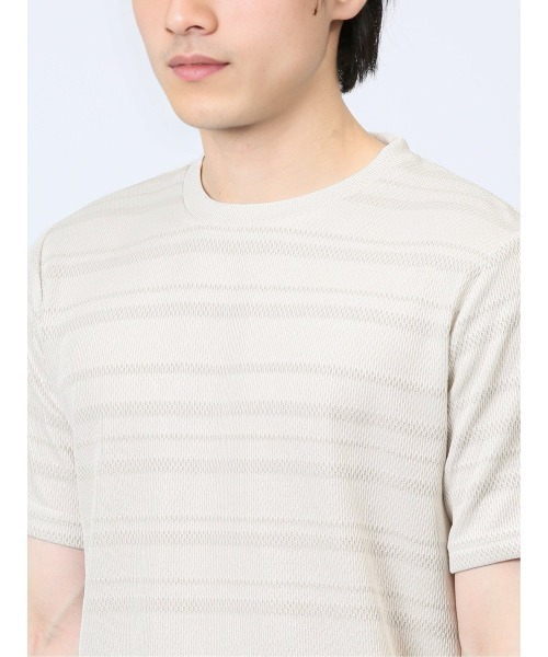 TAKA-Q（タカキュー）の「タカキュー メッシュ 裏ボーダー クルーネック半袖Tシャツ（Tシャツ/カットソー・メンズ・ライトグレー/ベージュ/ネイビー・X-LARGE/MEDIUM/LARGE）」の19枚目の写真