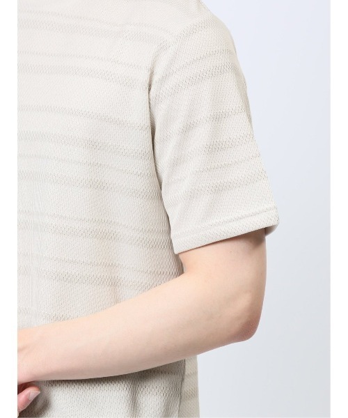 TAKA-Q（タカキュー）の「タカキュー メッシュ 裏ボーダー クルーネック半袖Tシャツ（Tシャツ/カットソー・メンズ・ライトグレー/ベージュ/ネイビー・X-LARGE/MEDIUM/LARGE）」の20枚目の写真
