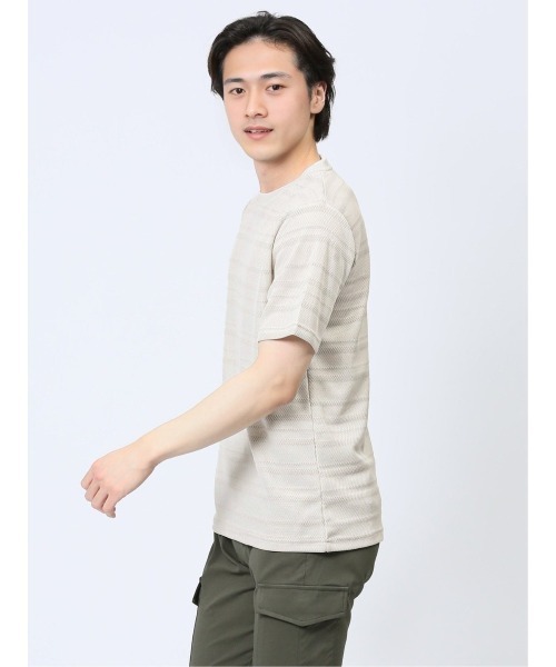 TAKA-Q（タカキュー）の「タカキュー メッシュ 裏ボーダー クルーネック半袖Tシャツ（Tシャツ/カットソー・メンズ・ライトグレー/ベージュ/ネイビー・X-LARGE/MEDIUM/LARGE）」の21枚目の写真