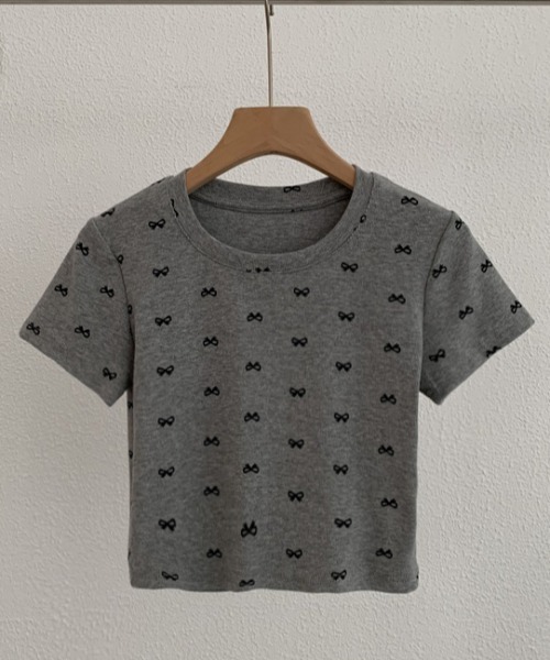 PIN(ピン)の「T/C MINI RIBBON TEE(Tシャツ/カットソー・レディース・グレー/ブラック/ホワイト・FREE)」の10枚目の写真