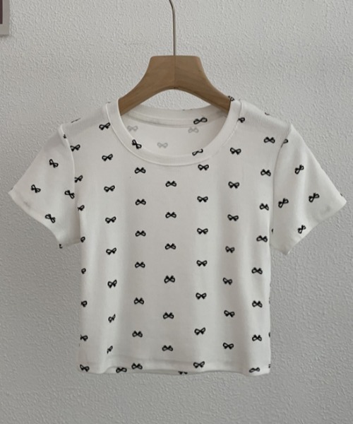 PIN(ピン)の「T/C MINI RIBBON TEE(Tシャツ/カットソー・レディース・グレー/ブラック/ホワイト・FREE)」の11枚目の写真