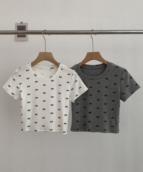 PIN(ピン)の「T/C MINI RIBBON TEE(Tシャツ/カットソー・レディース・グレー/ブラック/ホワイト・FREE)」の13枚目の写真