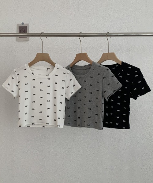 PIN(ピン)の「T/C MINI RIBBON TEE(Tシャツ/カットソー・レディース・グレー/ブラック/ホワイト・FREE)」の14枚目の写真