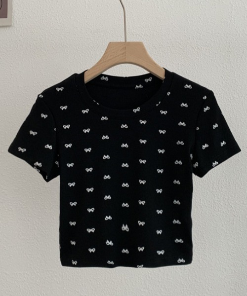 PIN(ピン)の「T/C MINI RIBBON TEE(Tシャツ/カットソー・レディース・グレー/ブラック/ホワイト・FREE)」の9枚目の写真