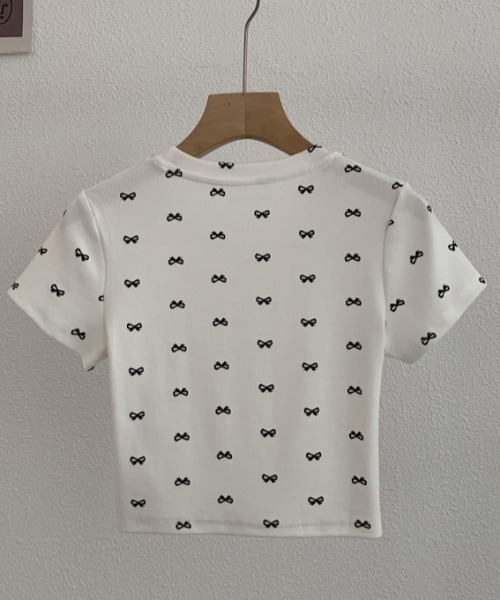 PIN(ピン)の「T/C MINI RIBBON TEE(Tシャツ/カットソー・レディース・グレー/ブラック/ホワイト・FREE)」の12枚目の写真