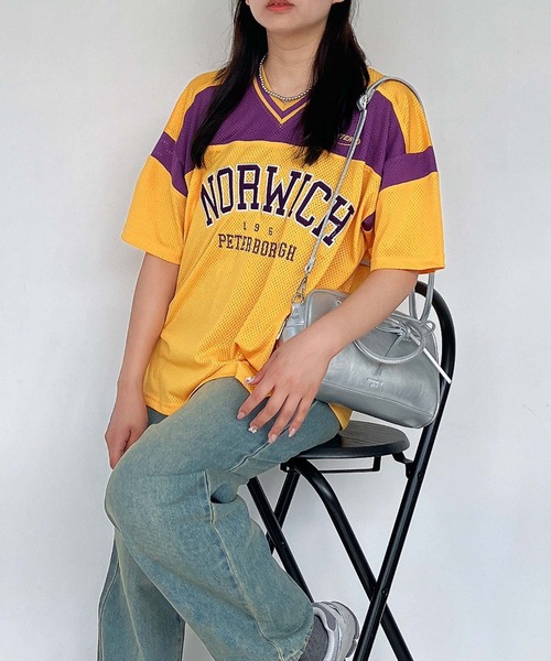 AS KNOW AS plus（アズノゥアズプラス）の「◎メッシュとラインロゴTシャツ（Tシャツ/カットソー・レディース・アイボリー/ブラック/ネイビー/アイボリー系/ネイビー系/ピンク系/サックスブルー系/ブラック系4/アイボリー系4/サックスブルー系4/ピンク系5/アイボリー系5/ネイビー系5/ネイビー系6/イエロー系6/ブラック系6/ホワイト系6・FREE）」の15枚目の写真