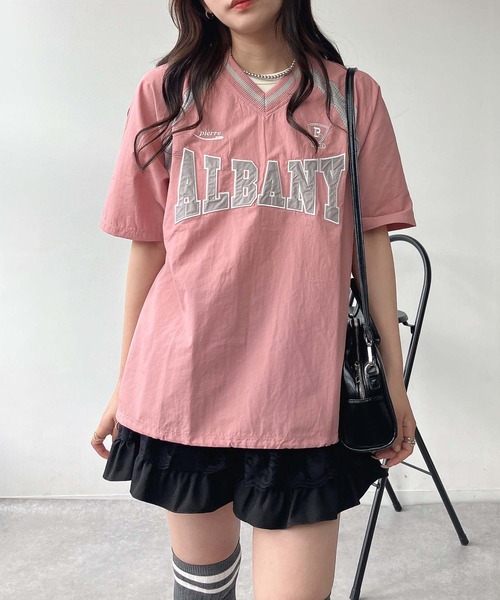 AS KNOW AS plus（アズノゥアズプラス）の「◎メッシュとラインロゴTシャツ（Tシャツ/カットソー・レディース・アイボリー/ブラック/ネイビー/アイボリー系/ネイビー系/ピンク系/サックスブルー系/ブラック系4/アイボリー系4/サックスブルー系4/ピンク系5/アイボリー系5/ネイビー系5/ネイビー系6/イエロー系6/ブラック系6/ホワイト系6・FREE）」の17枚目の写真