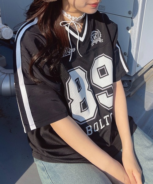 AS KNOW AS plus（アズノゥアズプラス）の「◎メッシュとラインロゴTシャツ（Tシャツ/カットソー・レディース・アイボリー/ブラック/ネイビー/アイボリー系/ネイビー系/ピンク系/サックスブルー系/ブラック系4/アイボリー系4/サックスブルー系4/ピンク系5/アイボリー系5/ネイビー系5/ネイビー系6/イエロー系6/ブラック系6/ホワイト系6・FREE）」の18枚目の写真