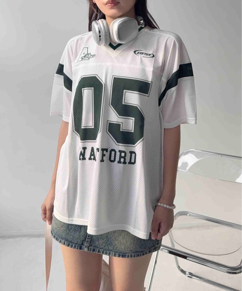 AS KNOW AS plus(アズノゥアズプラス)の「◎メッシュとラインロゴTシャツ(Tシャツ/カットソー・レディース・アイボリー/ブラック/ネイビー/アイボリー系/ネイビー系/ピンク系/サックスブルー系/ブラック系4/アイボリー系4/サックスブルー系4/ピンク系5/アイボリー系5/ネイビー系5/ネイビー系6/イエロー系6/ブラック系6/ホワイト系6・FREE)」の19枚目の写真