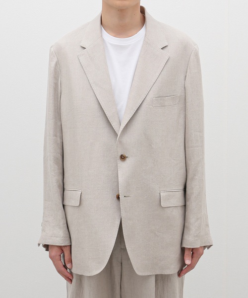 EDIFICE(エディフィス)の「ARAKI LUI 別注 リネン オーバーサイズ ジャケット(テーラードジャケット・メンズ・ブラック/アイボリー・MEDIUM/LARGE)」の4枚目の写真