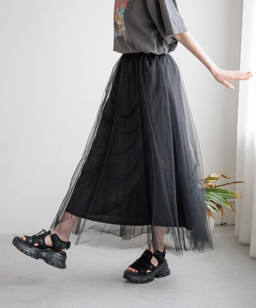 LOWRYS FARM（ローリーズファーム）の「チュールボリュームスカート　116980（スカート・レディース・ブラック/アイボリー/グレー・FREE）」の6枚目の写真
