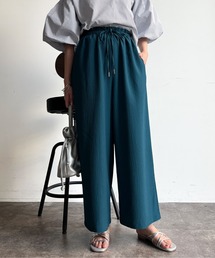リネンタッチストレッチイージワイドパンツ