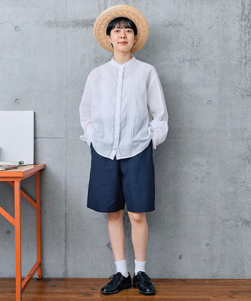 PAR ICI(パーリッシィ)の「80ローン スタンドブラウス(シャツ/ブラウス・レディース・ネイビー/アイボリー・FREE)」の5枚目の写真