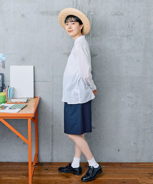 PAR ICI(パーリッシィ)の「80ローン スタンドブラウス(シャツ/ブラウス・レディース・ネイビー/アイボリー・FREE)」の6枚目の写真