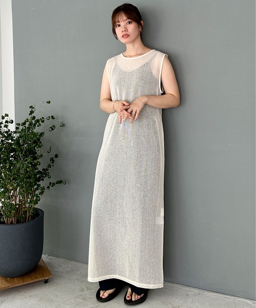 feepur（フェピュール）の「メッシュノースリーブワンピース（ワンピース・レディース・ブラック/アイボリー・SMALL/MEDIUM）」の18枚目の写真