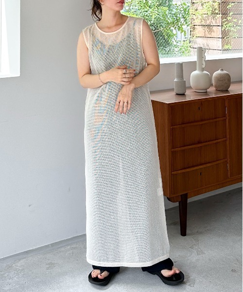 美品◆LIMI feuリミフゥ◆ノースリーブメッシュワンピース 楽天市場】メッシュ ワンピース 透かし編み サイドスリット サマー