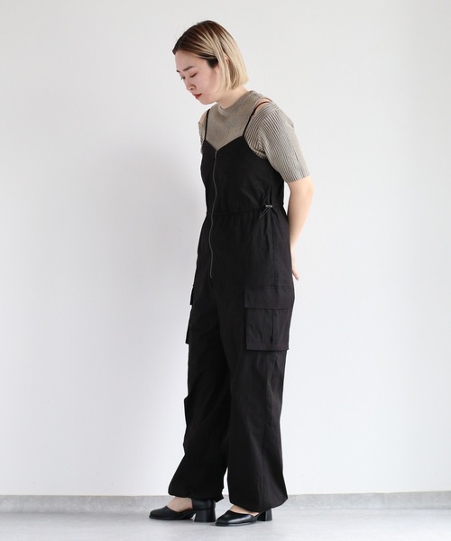 cepo（セポ）の「ドロストキャミカーゴロンパース（サロペット/オーバーオール・レディース・ブラック/オフホワイト・M）」の5枚目の写真
