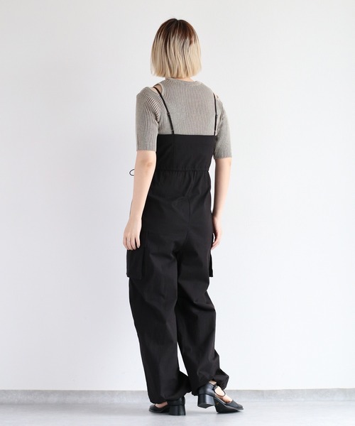 cepo（セポ）の「ドロストキャミカーゴロンパース（サロペット/オーバーオール・レディース・ブラック/オフホワイト・M）」の6枚目の写真