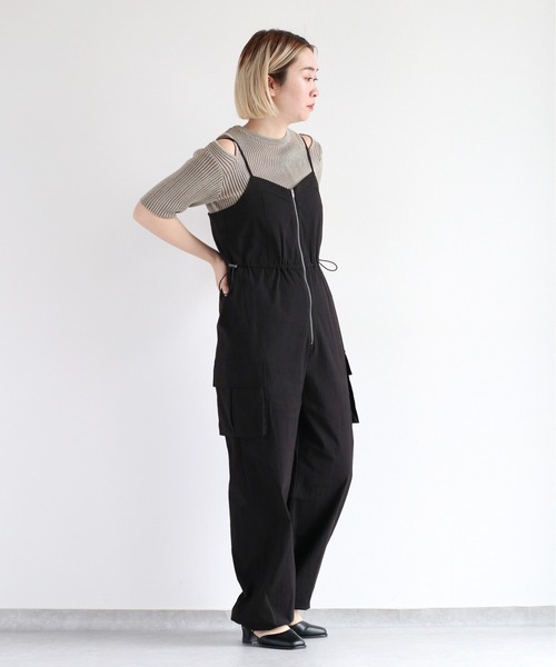 cepo（セポ）の「ドロストキャミカーゴロンパース（サロペット/オーバーオール・レディース・ブラック/オフホワイト・M）」の15枚目の写真