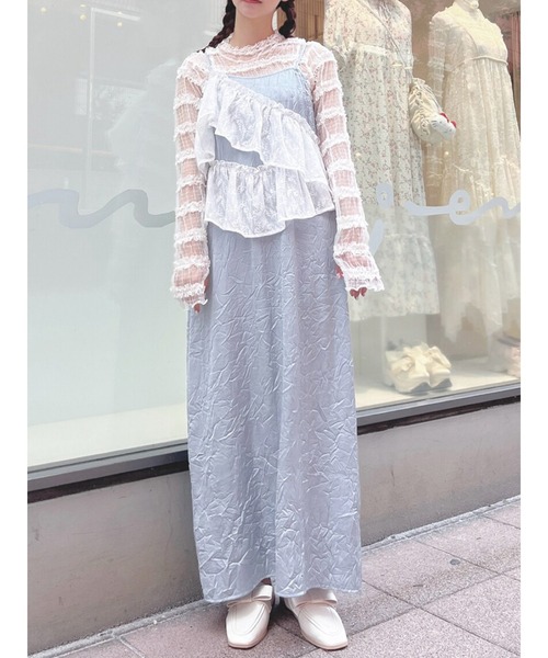 merry jenny（メリージェニー）の「サッシュアシメキャミワンピース（ワンピース・レディース・ブラック/オフホワイト/ブルー・FREE）」の3枚目の写真