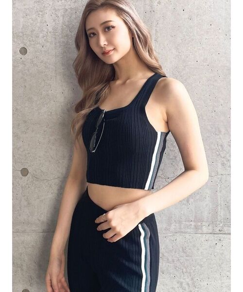 GYDA（ジェイダ）の「【SETUP着用可】サイドラインニットタンクトップ（ニット/セーター・レディース・ピンク/グレー/ブラック・FREE）」の2枚目の写真