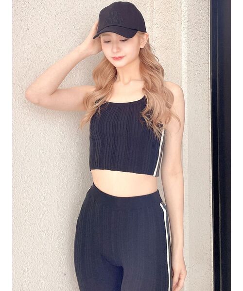 GYDA（ジェイダ）の「【SETUP着用可】サイドラインニットタンクトップ（ニット/セーター・レディース・ピンク/グレー/ブラック・FREE）」の6枚目の写真