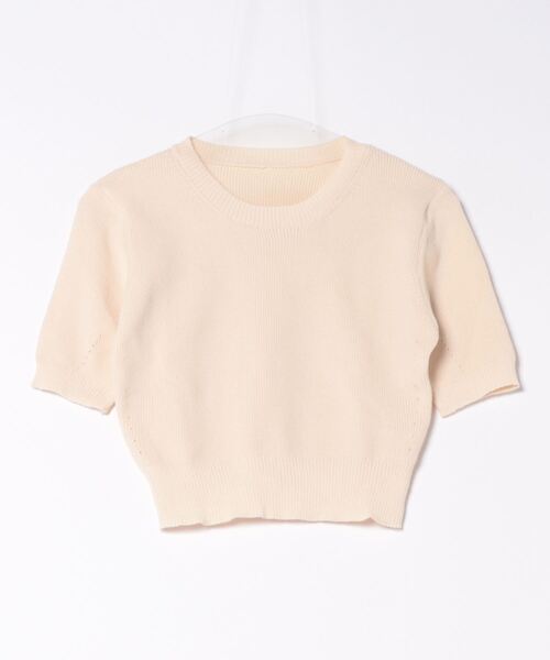 MAISON DE THERESE（メゾン ド テレーズ）の「クルーネック　半袖ニット/Tシャツ（ニット/セーター・レディース・ベージュ/ブラック/ホワイト/グリーン/ピンク/ネイビー・FREE）」の14枚目の写真