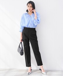 アンフィーロ ジョグパン ネイビー XXS スティックパンツ テーパードパンツ 洗える/ストレッチ/シワになりにくい】フロントスリットパンツ