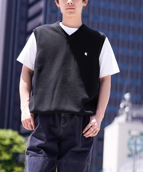 【Carhartt】\"Madison Vest Sweater\"Cロゴ刺繍 ニットベスト/4色 Carhartt】
