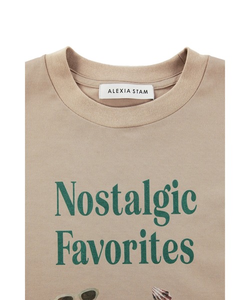 ALEXIA STAM（アリシアスタン）の「Nostalgic Favorites Tee /フロントデザインオーバーTee（Tシャツ/カットソー・レディース・ホワイト/ベージュ/チャコールグレー・FREE）」の6枚目の写真