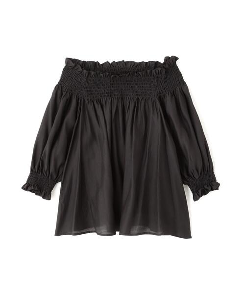 NATURAL BEAUTY BASIC(ナチュラルビューティーベーシック)の「◇シャーリングオフショルブラウス(シャツ/ブラウス・レディース・ブラック/ピンク/ブラウン・SMALL/MEDIUM)」の10枚目の写真