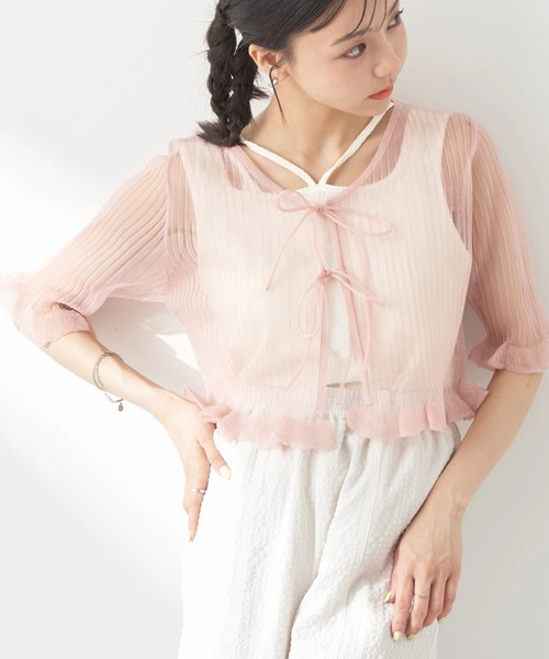 シアーボレロカーディガン （CORAL） スナイデル SNIDEL シアーボレロカーディガン （CORAL