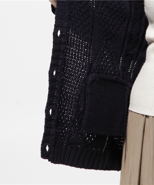 Green Parks(グリーンパークス)の「・Uノーカラーケーブルウールカーデ(カーディガン/ボレロ・レディース・チャコールグレー/ネイビー/アイボリー/レッド・FREE)」の12枚目の写真