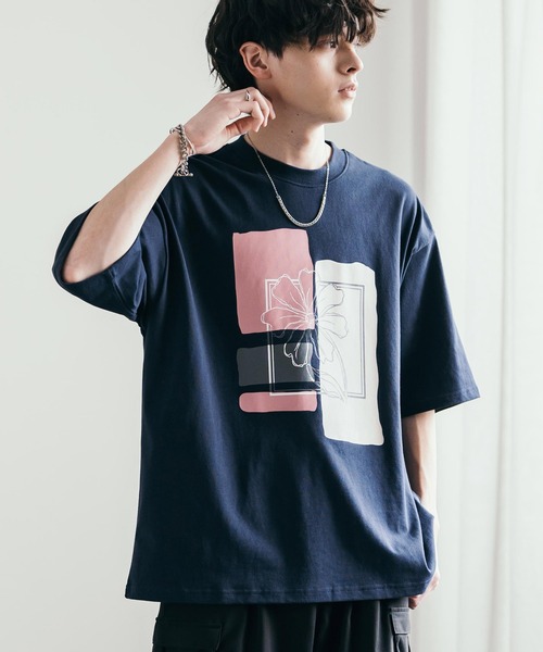 Rocky Monroe(ロッキーモンロー)の「オーバーサイズフラワーアートプリント半袖Tシャツ(Tシャツ/カットソー・メンズ・ホワイト/ネイビー/チャコール/グリーン・M/L/XL)」の20枚目の写真