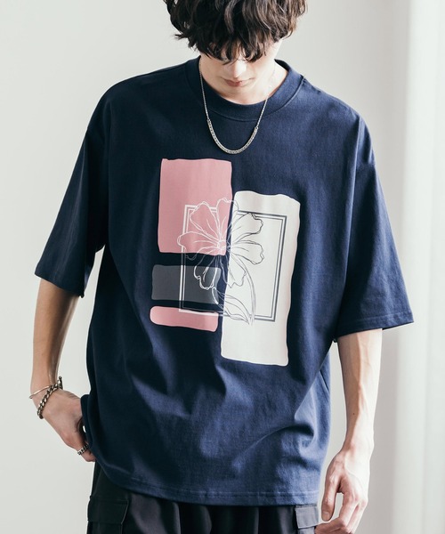 Rocky Monroe(ロッキーモンロー)の「オーバーサイズフラワーアートプリント半袖Tシャツ(Tシャツ/カットソー・メンズ・ホワイト/ネイビー/チャコール/グリーン・M/L/XL)」の19枚目の写真
