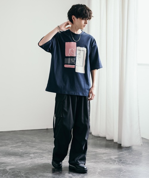 Rocky Monroe(ロッキーモンロー)の「オーバーサイズフラワーアートプリント半袖Tシャツ(Tシャツ/カットソー・メンズ・ホワイト/ネイビー/チャコール/グリーン・M/L/XL)」の17枚目の写真