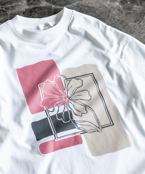 Rocky Monroe(ロッキーモンロー)の「オーバーサイズフラワーアートプリント半袖Tシャツ(Tシャツ/カットソー・メンズ・ホワイト/ネイビー/チャコール/グリーン・M/L/XL)」の15枚目の写真
