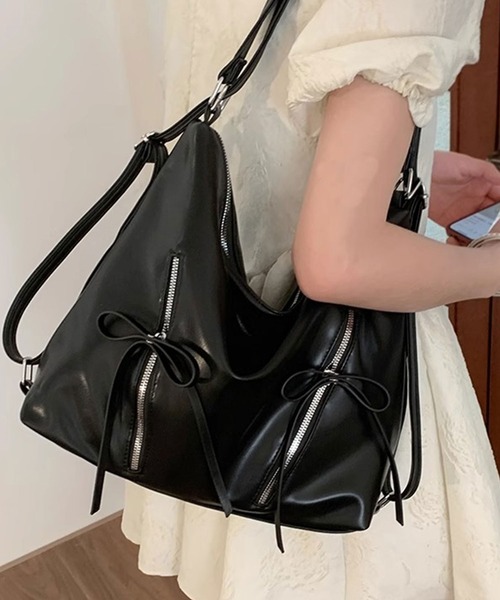 Dita Muaj.（ディータムアージュ）の「【リュックにもなる3WAY】リボンファスナーショルダーBAG（ショルダーバッグ・レディース・アイボリー/ピンク/シルバー/ブラック・FREE）」の3枚目の写真