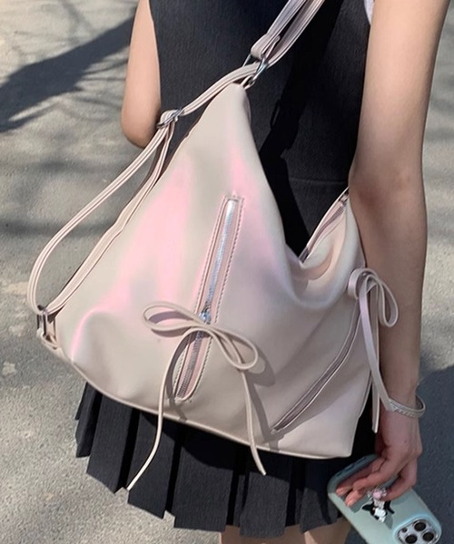 Dita Muaj.（ディータムアージュ）の「【リュックにもなる3WAY】リボンファスナーショルダーBAG（ショルダーバッグ・レディース・アイボリー/ピンク/シルバー/ブラック・FREE）」の19枚目の写真