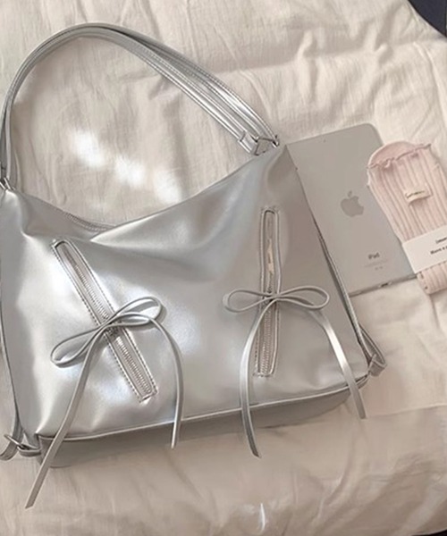 リュックにもなる3WAY】リボンファスナーショルダーBAG（ショルダー