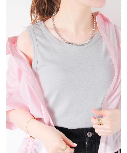 ehka sopo（エヘカソポ）の「ハートパターンメッシュタンクトップ（タンクトップ・レディース・グレー/キナリ/ブラック/オフホワイト・F）」の4枚目の写真