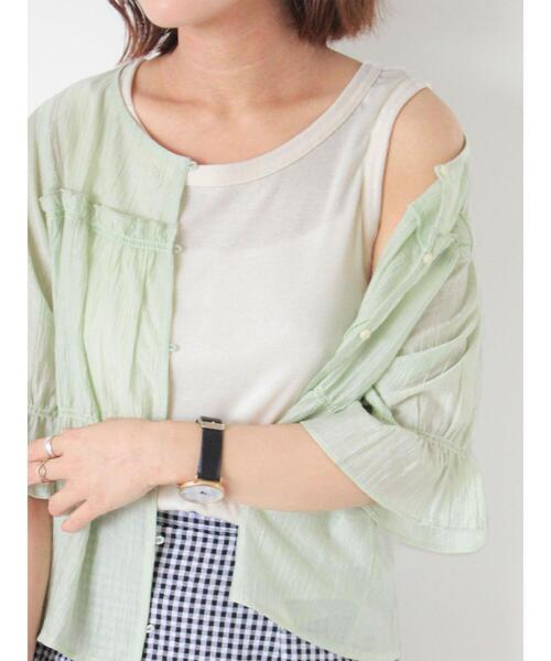 ehka sopo（エヘカソポ）の「ハートパターンメッシュタンクトップ（タンクトップ・レディース・グレー/キナリ/ブラック/オフホワイト・F）」の2枚目の写真