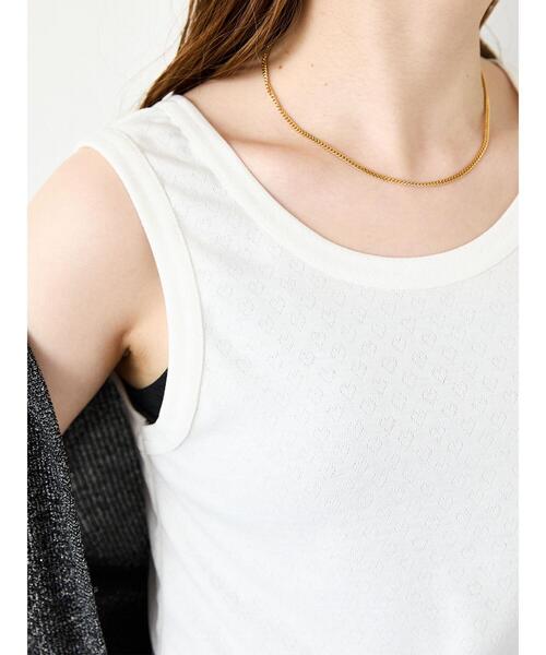 ehka sopo（エヘカソポ）の「ハートパターンメッシュタンクトップ（タンクトップ・レディース・グレー/キナリ/ブラック/オフホワイト・F）」の6枚目の写真