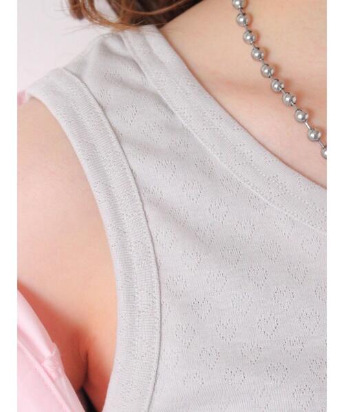 ehka sopo（エヘカソポ）の「ハートパターンメッシュタンクトップ（タンクトップ・レディース・グレー/キナリ/ブラック/オフホワイト・F）」の7枚目の写真